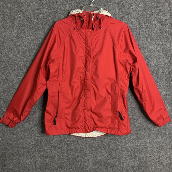 L.L. Bean Jackets & Blazers - LL Bean GoreTex Windbreaker Jacket Women Medium Red Hooded Zip Front Lined